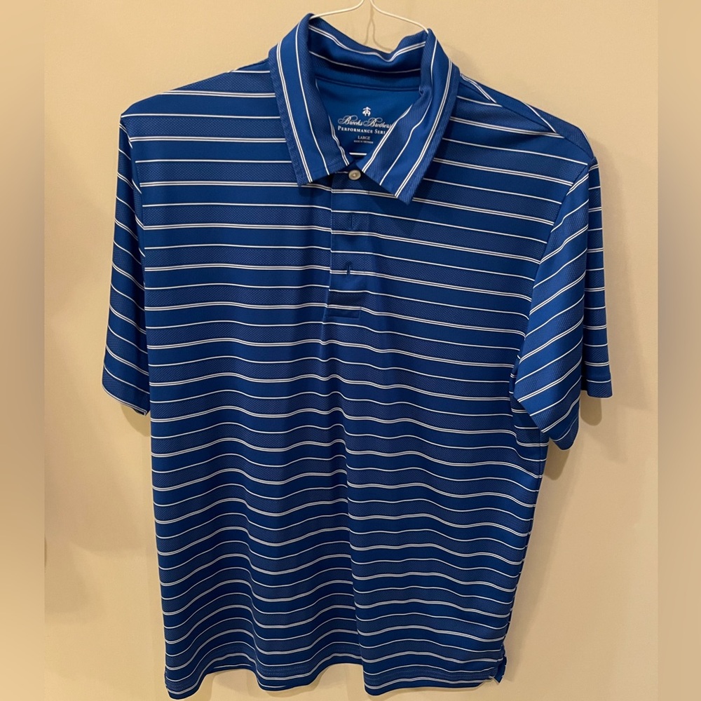 Brooks Brothers polo in royal blue with white stripes